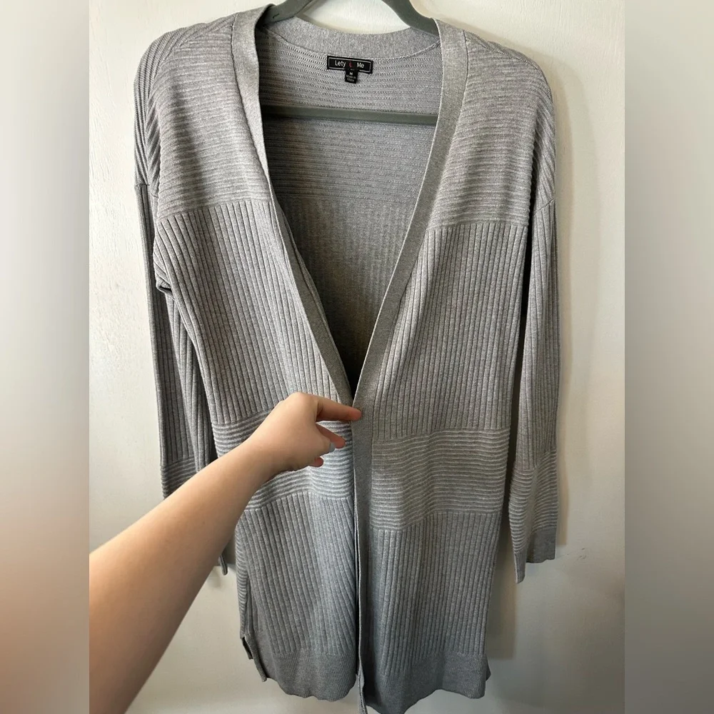 (A43)Lety & Me | Grey Ribbed cardigan